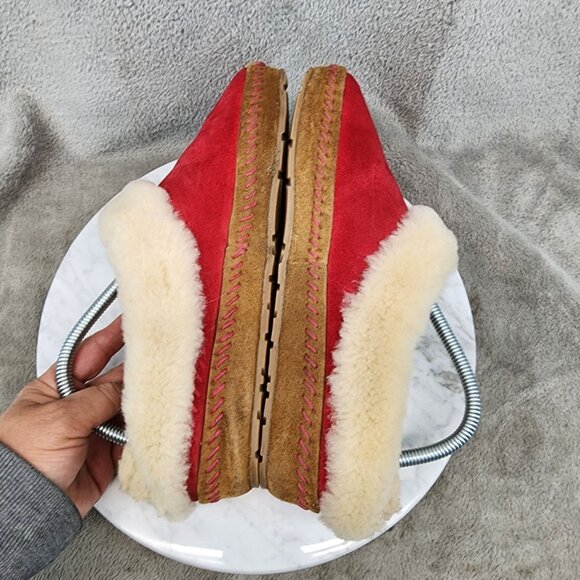 L.L. Bean Shoes Womens Size 7 Red Leather Wicked Good Slip On Slippers *Read* - Picture 6 of 9